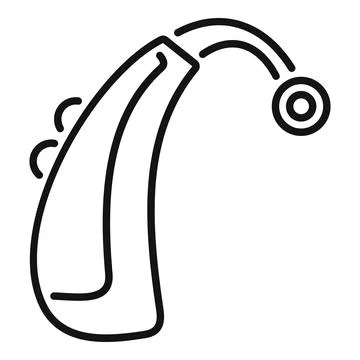 Behind the ear hearing aid capturing sound waves icon Stock Illustration