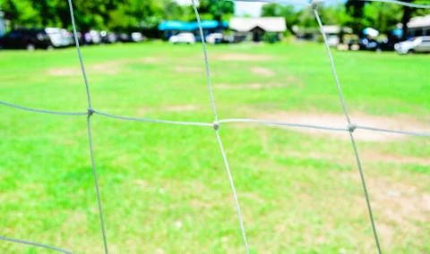 Behind of goalkeeper net Stock Photos