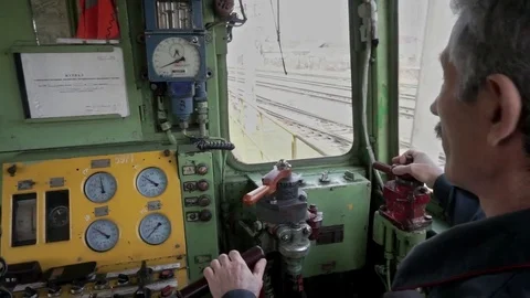 Behind locomotive engineer Stock Footage 76953257