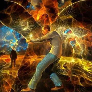 Behind the magic curtain Stock Illustration