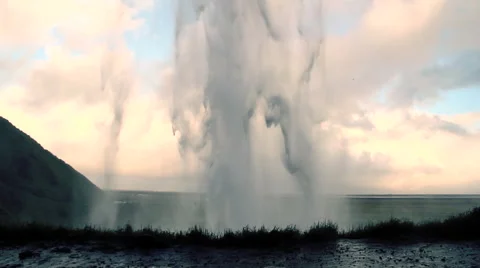 Behind magic waterfalls, slider movement Stock Footage 55436294