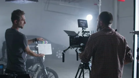 Behind the scenes of an action motion picture production 스톡 동영상 198271184