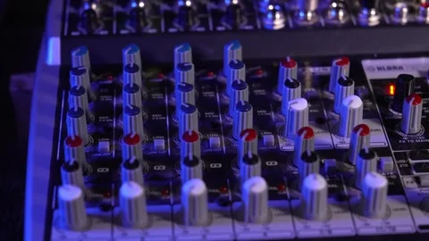 Behind-the-scenes controls on Audio Mixer, Audio Mixer. Video stock 265857751