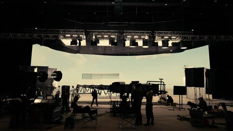 Behind the Scenes of Crane Operator on Film Production Set. Steady Cam Stock Footage 244838128