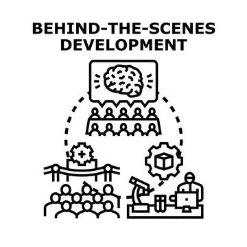 Behind the scenes development process creating innovative project Stockillustratie