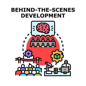 Behind the scenes development process creating innovative project Stock Illustration