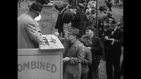 A behind the scenes look as circus clowns prepare for the upcoming show in 1949. Stock Footage 79518336
