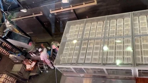 A behind the scenes look inside the popular BOUDIN bakery and sourdough Stock Footage 114349343