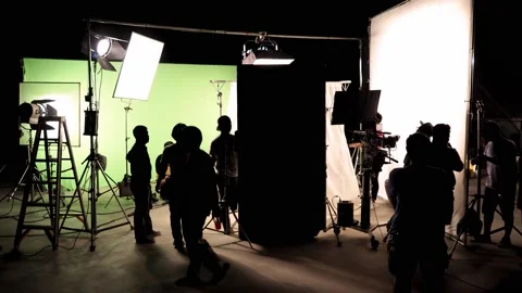 Behind the scenes. Motion footage from image. Video production shooting Stock Footage 154469634