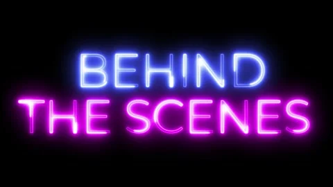 Behind the Scenes Neon Text Animation Video stock 318339085