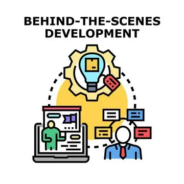 Behind the scenes process creating new product development Stock Illustration
