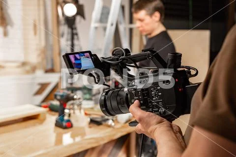 Behind the scenes of video production or video shooting Stock-Fotos