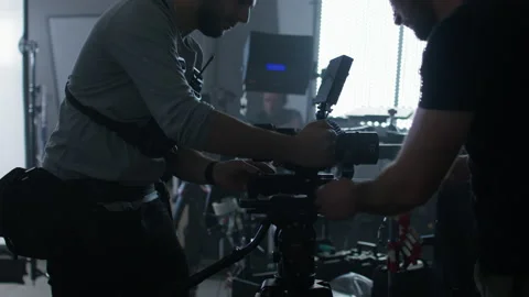 Behind the scenes of a video production process with a movie crew 스톡 동영상 198273417