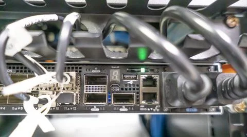 Behind the server in rack cabinet Stock Photos