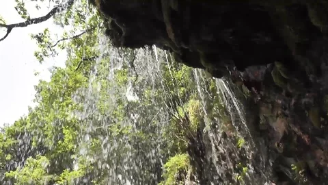 Behind Sgwd yr Eira waterfall Stock Footage 92576267