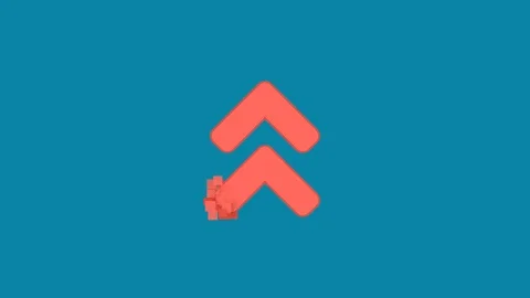 Behind the squares appears the symbol angle double up. In - Out. Alpha channel Stock Footage 101637071