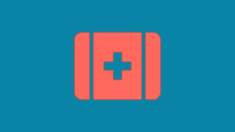 Behind the squares appears the symbol first aid. In - Out. Alpha channel Stock Footage 102191269