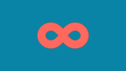 Behind the squares appears the symbol infinity. In - Out. Alpha channel Video stock 102405586