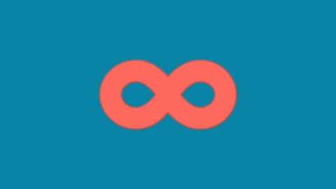 Behind the squares appears the symbol infinity. In - Out. Alpha channel Video stock 102405608