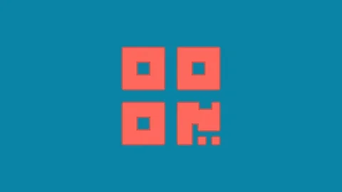 Behind the squares appears the symbol qrcode. In - Out. Alpha channel Stock Footage 102744615