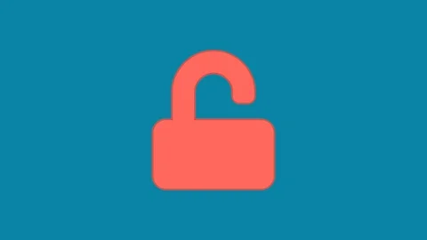 Behind the squares appears the symbol unlock. In - Out. Alpha channel Stock Footage 103184939