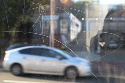 Behind the tag at a bus stop Stock Photos