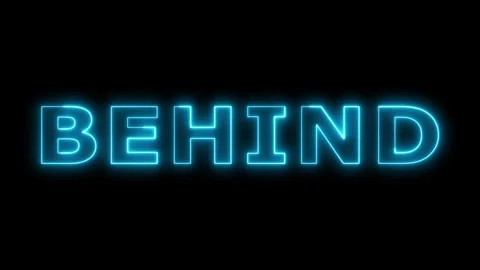 Behind text neon blue light sign glowing flickering. Vidéo 332533767
