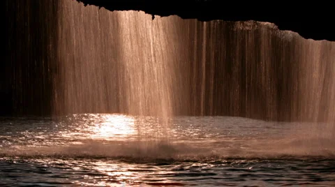 Behind the waterfall Video stock 2685716