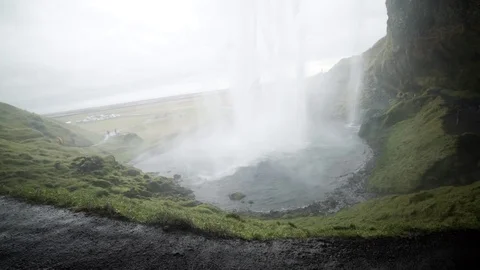 Behind the waterfall Stock Footage