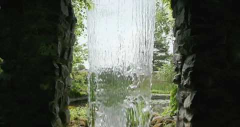 Behind a waterfall slow motion Stock Footage 242799518
