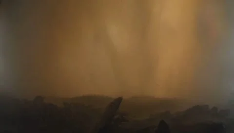 Behind a waterfall at sunset Stock Footage 146330293