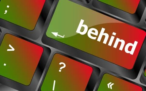 Behind word on keyboard key, notebook computer button Stock Illustration