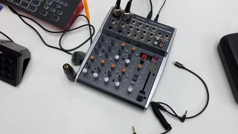 Behringer audio equipment mixer console controller. Sound mixing tool Video stock 253890697