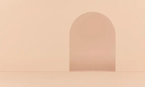 Beige 3d archway empty studio background minimal apartment entrance exit curv Stock Illustration