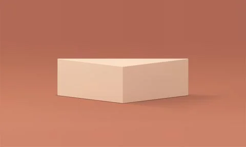 Beige 3d podium neutral triangle pedestal modern geometric shape realistic .. Stock Illustration