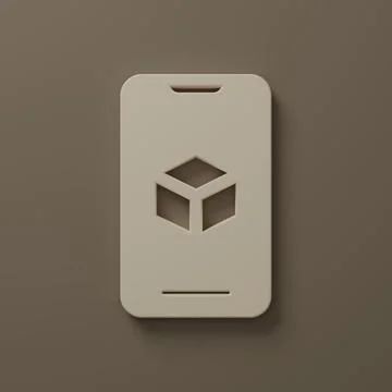 Beige 3D printer software icon isolated on brown background. 3d printing. M.. Ilustração Stock