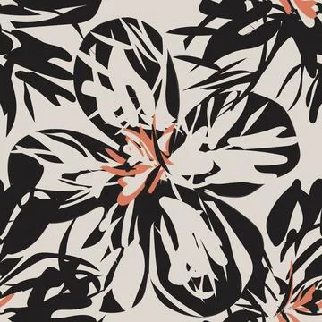 Beige Abstract Floral seamless pattern design Stock Illustration