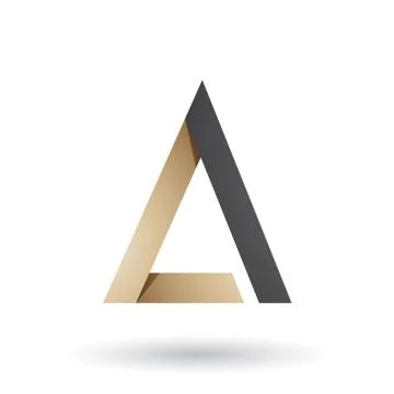 Beige and Black Folded Triangle Letter A Vector Illustration Stock Illustration
