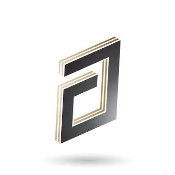 Beige and Black Rectangular Layered Letter A イラスト素材