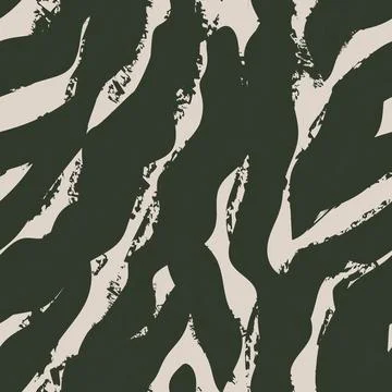 Beige and Black Zebra Abstract Brushstroke seamless pattern design Stock Illustration