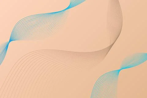 Beige and Blue Abstract Background With Wavy Lines Illustrazione stock
