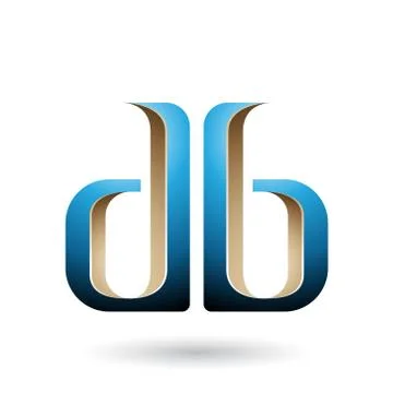 Beige and Blue Double Sided D and B Letters Vector Illustration 스톡 일러스트