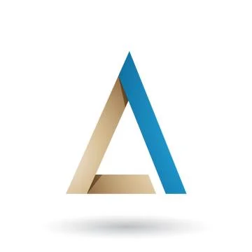 Beige and Blue Folded Triangle Letter A Vector Illustration Illustrazione stock
