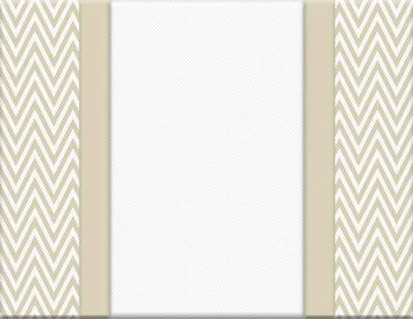 Beige and white chevron zigzag frame with ribbon background Stock Illustration