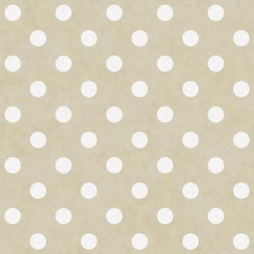 Beige and white large polka dots pattern repeat background Stock Illustration