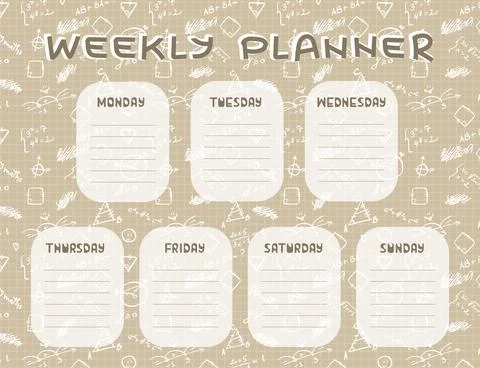 Beige and White Weekly planner on mathematical pattern, which consists of for 스톡 일러스트