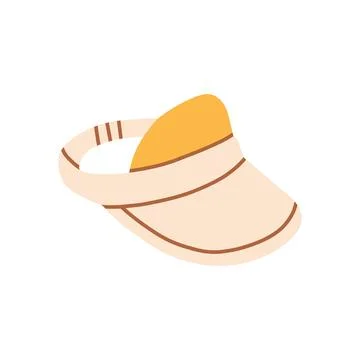Beige and yellow sun visor cap vector illustration. Minimalist summer beach Stock Illustration