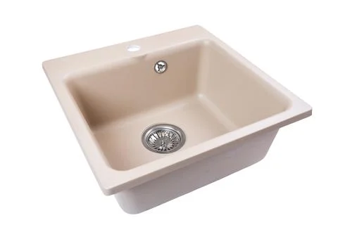 Beige artificial stone kitchen sink Stock Photos