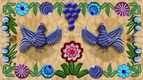 Beige background with folk Russian patterns for the design of textiles Stock Illustration