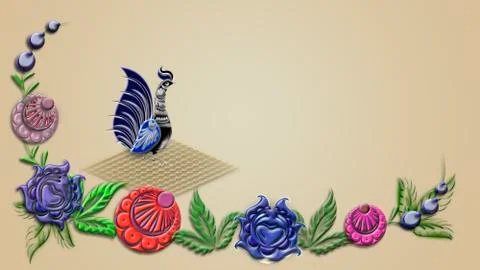 Beige background with folk Russian patterns for the design of textiles Stock Illustration